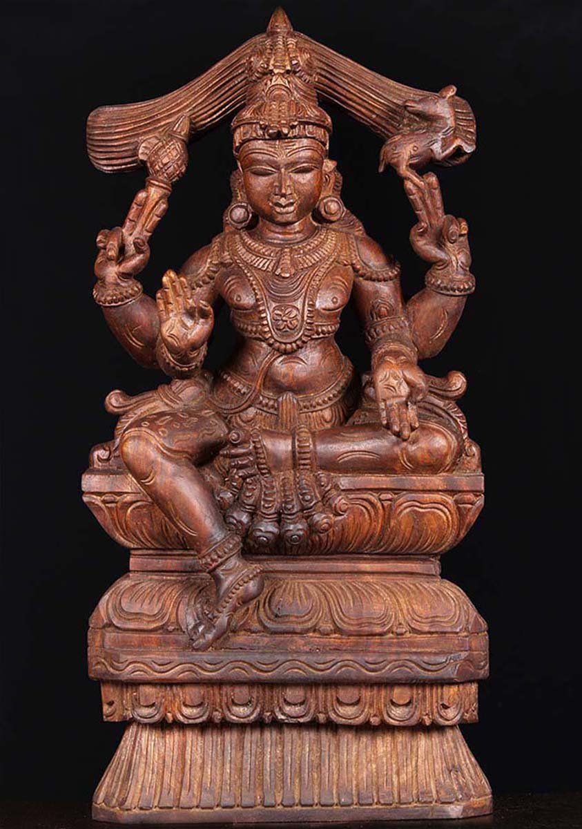 Wooden Seated Shiva Statue 24"