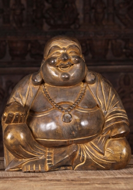 SOLD Fat Buddha with Gold Bag on a Stick 16