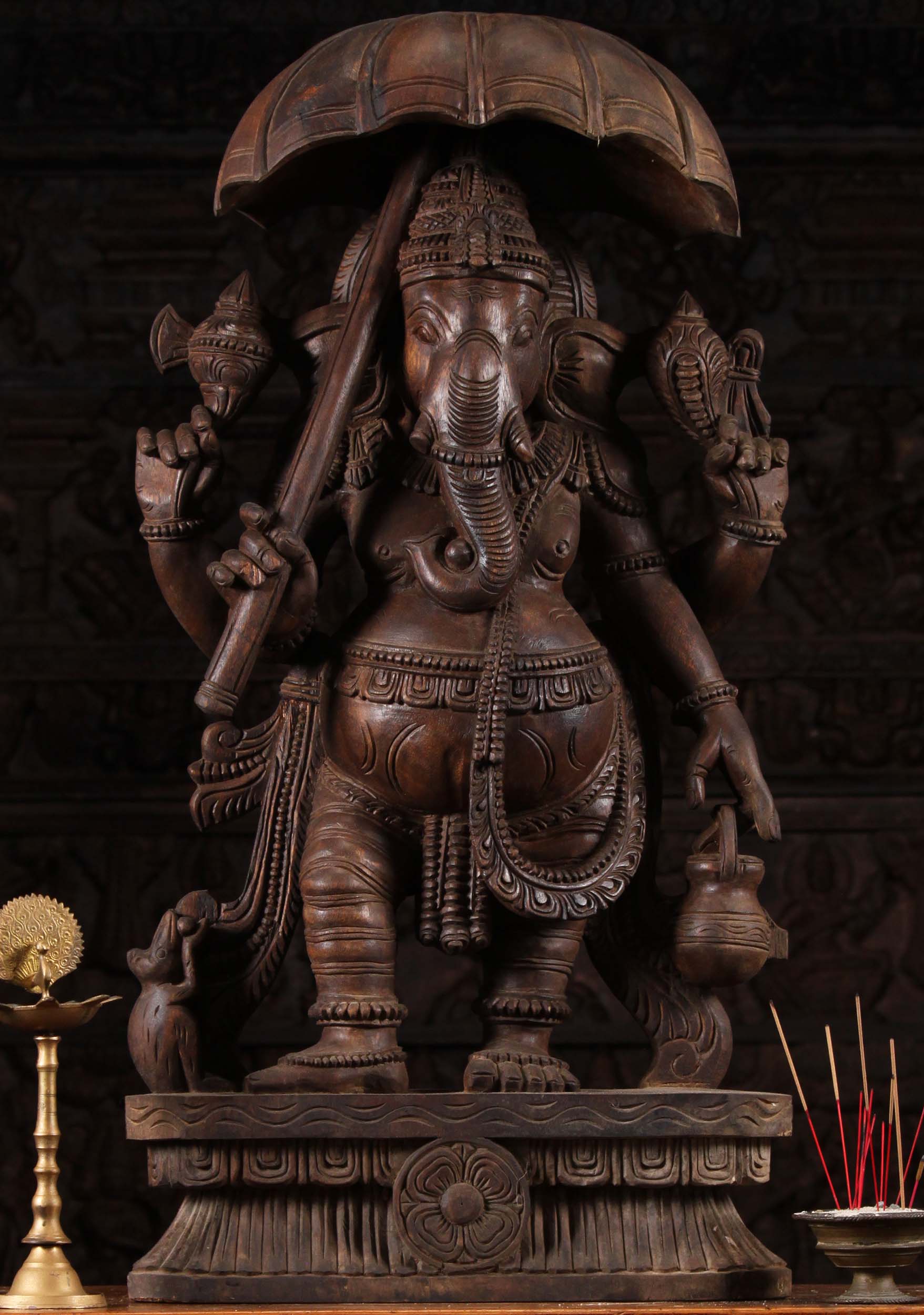 Wood Bridegroom Ganesh, Mappilai Ganapathi 36"