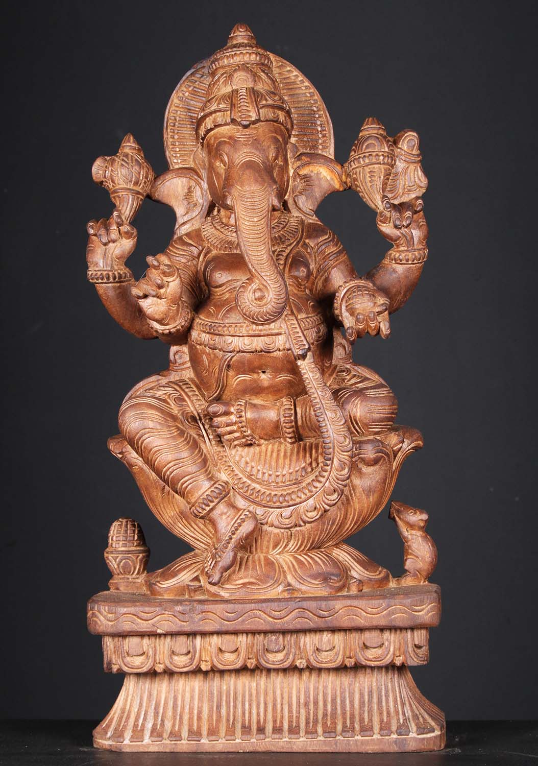 SOLD Wooden Seated Ganapathi Statue 24