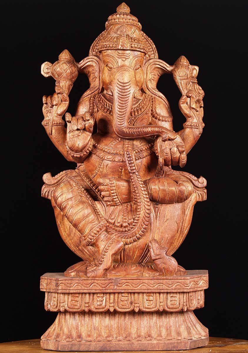 Wooden Ganesha Statue 24"