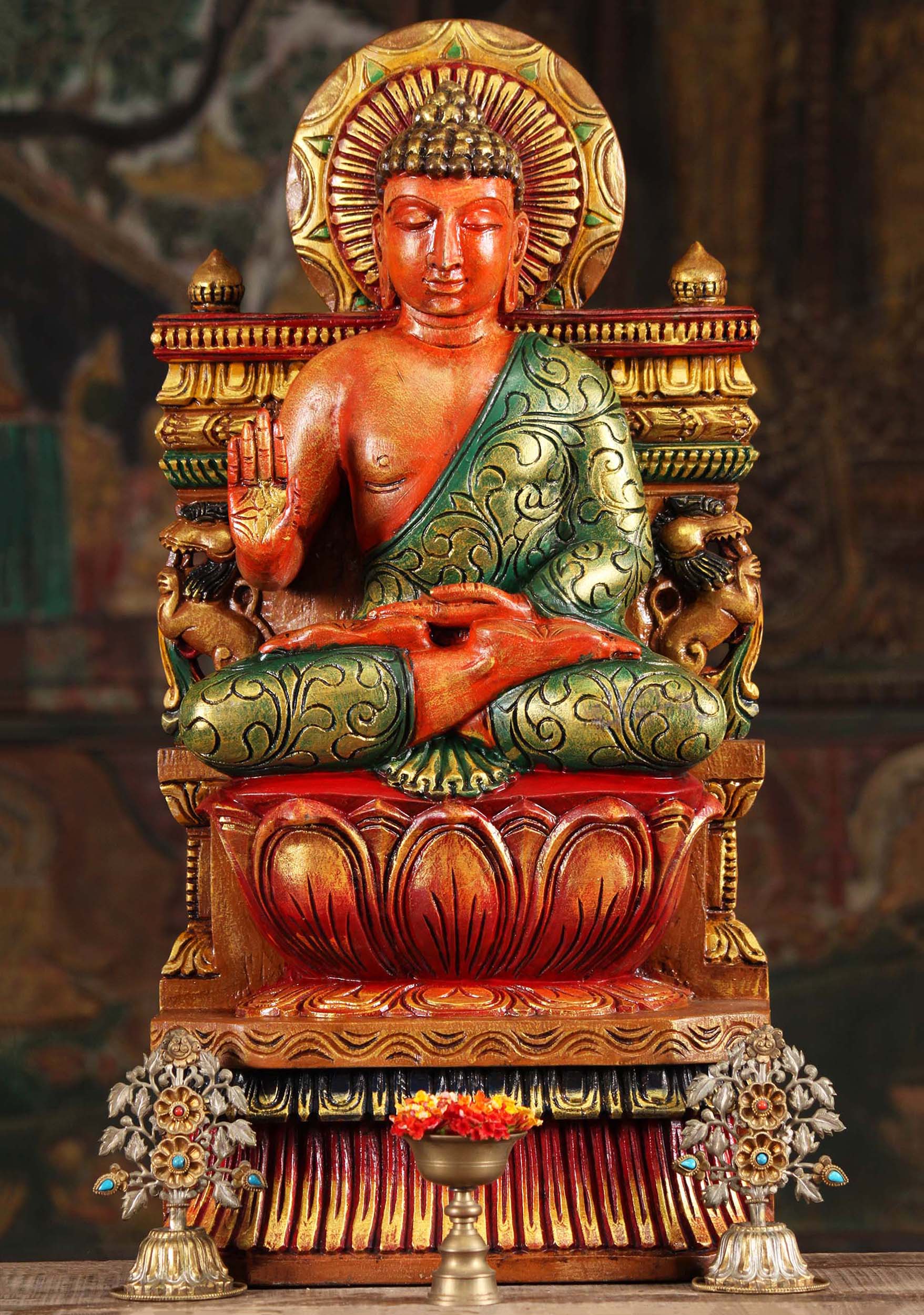 Wooden Abhaya Mudra Buddha Statue 24"