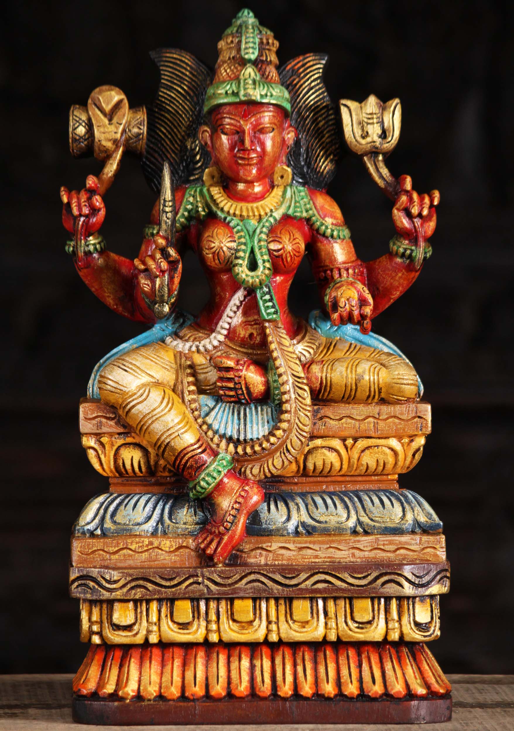 Wooden Shakti Mariamman Statue 18"