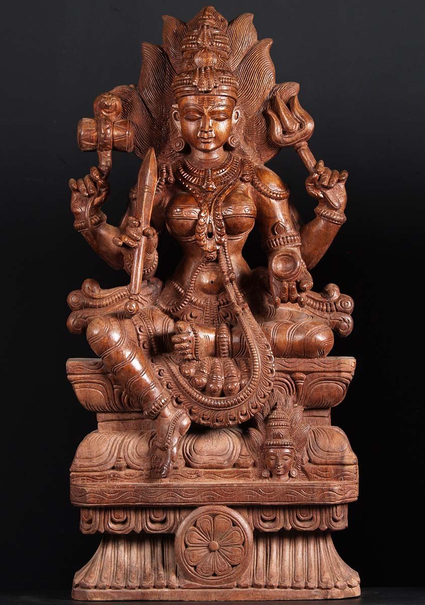 Wood Shakti Mariamman Statue 36"