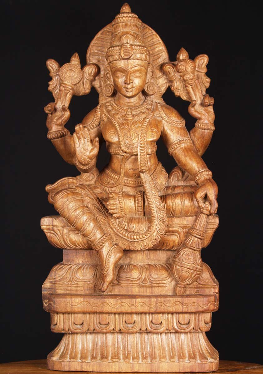 Wooden Vishnu the Preserver Statue 25"