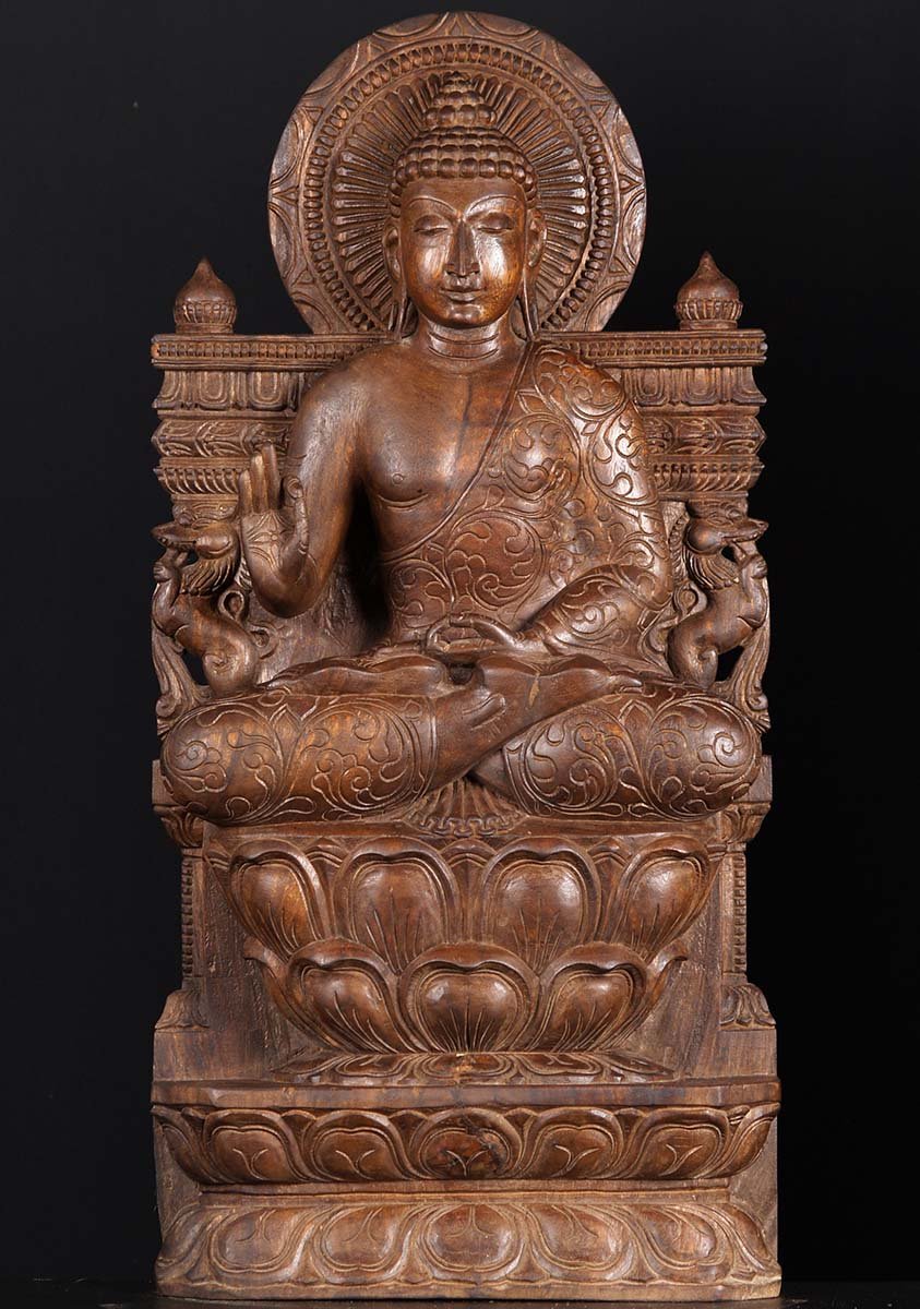 Wood Vitarka Buddha Statue 36"