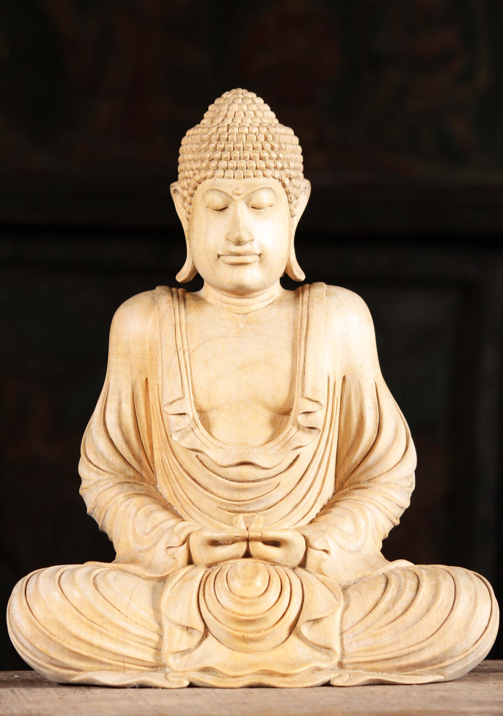 Wooden Buddha Meditating Dhyana Mudra 12"