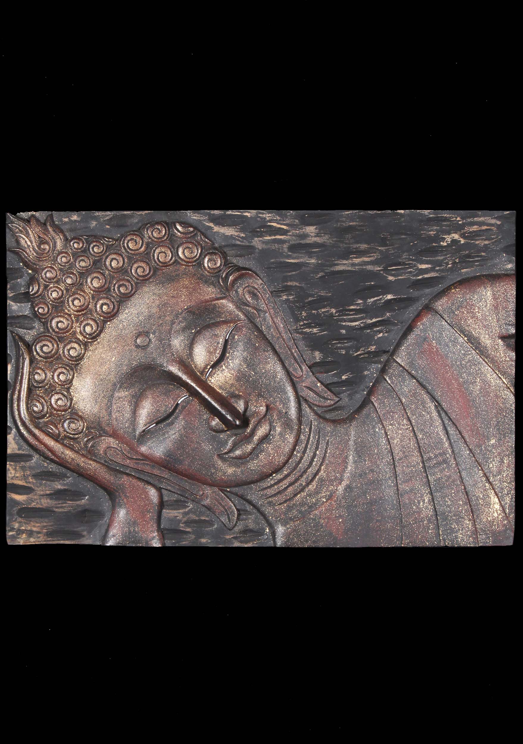 Wood Reclining Buddha Wall Panel 36"