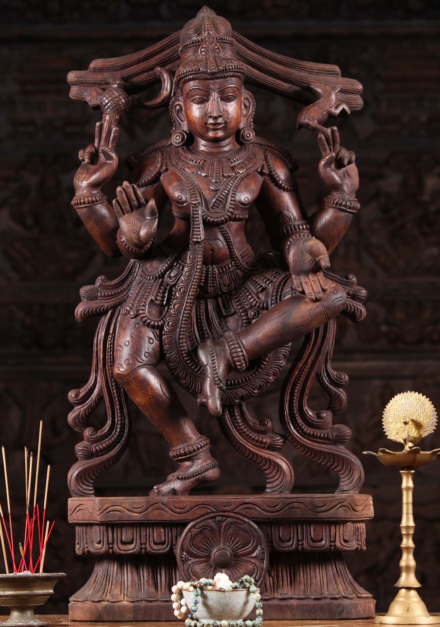 Wooden Dancing Shiva Statue 30"