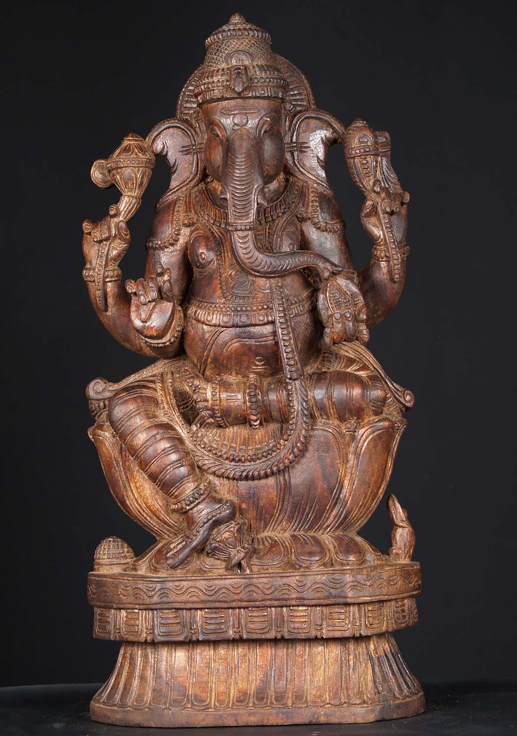 SOLD Wooden Ganesha Sitting Sculpture 24