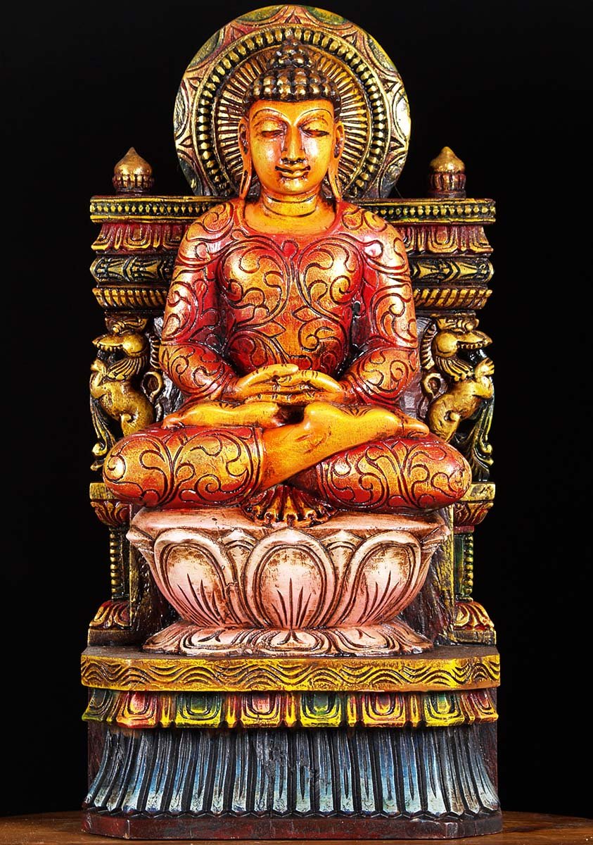SOLD Wooden Meditating Buddha Statue 24" (#76w3o): Hindu ...