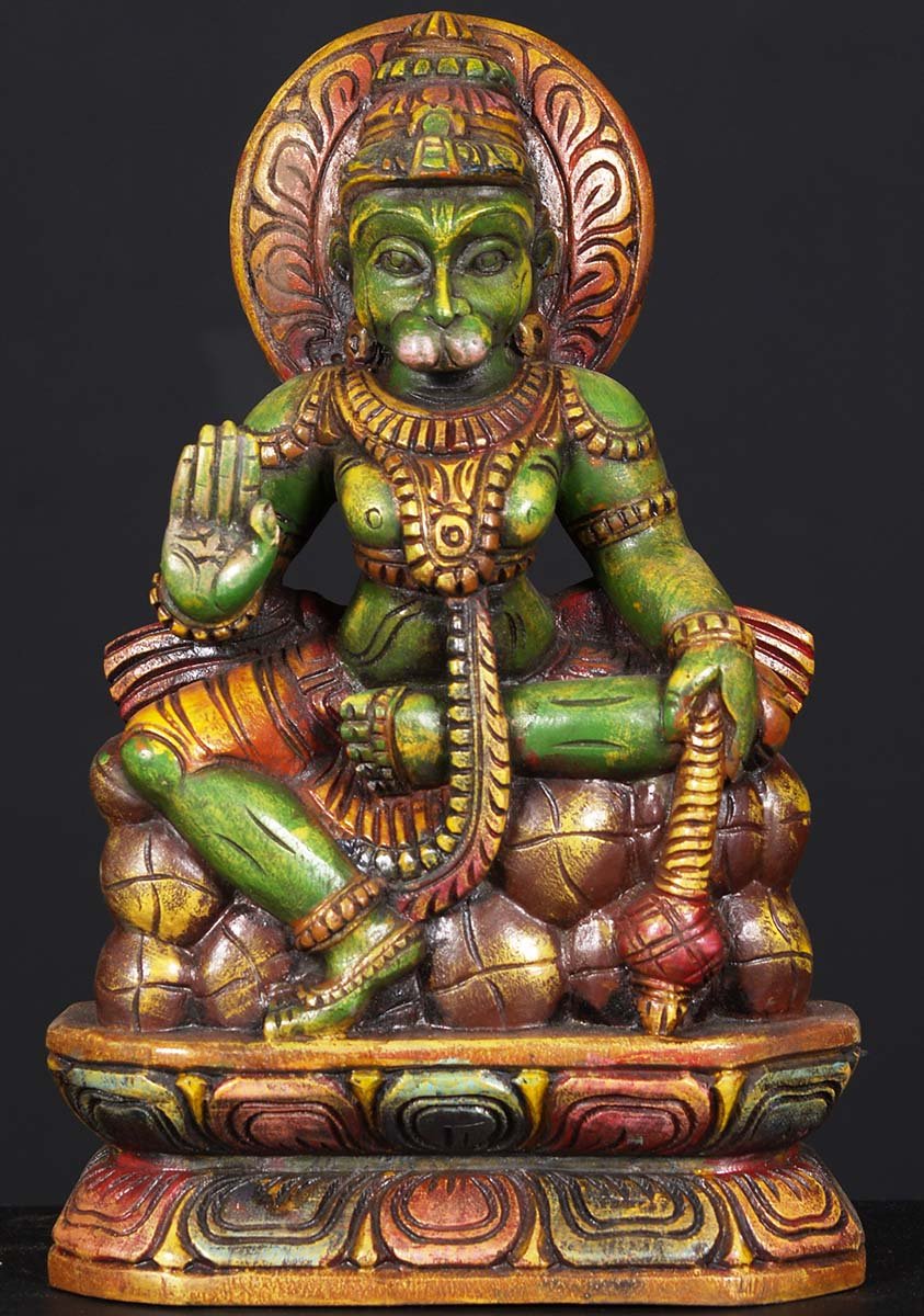 Wooden Painted Hanuman Statue 12"