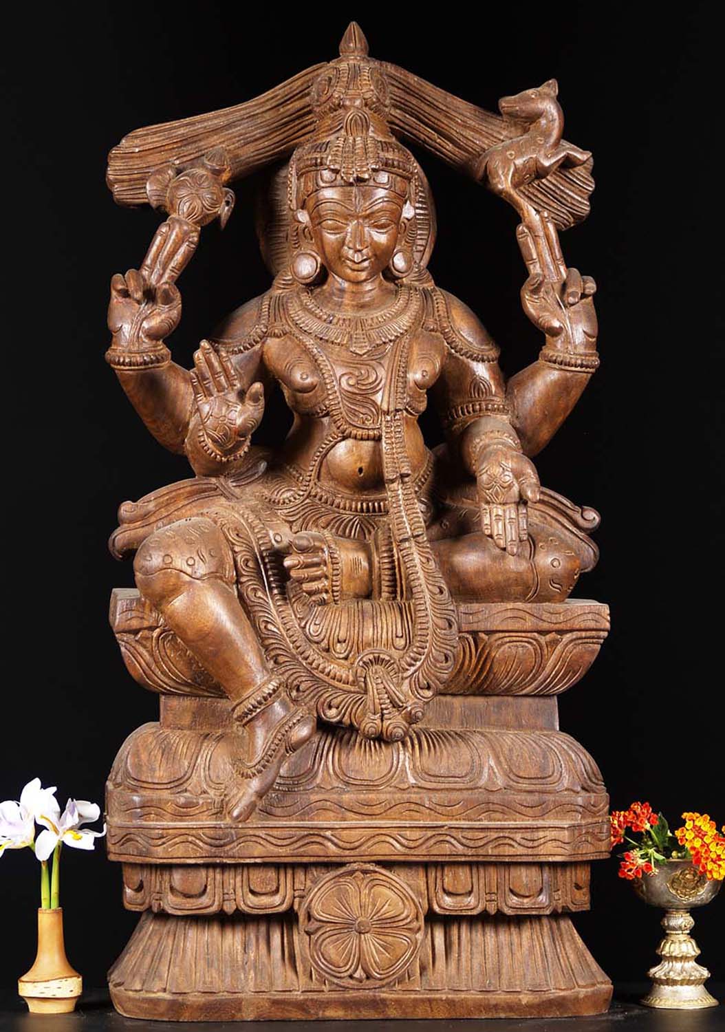 Wooden Abhaya Shiva Statue 30"