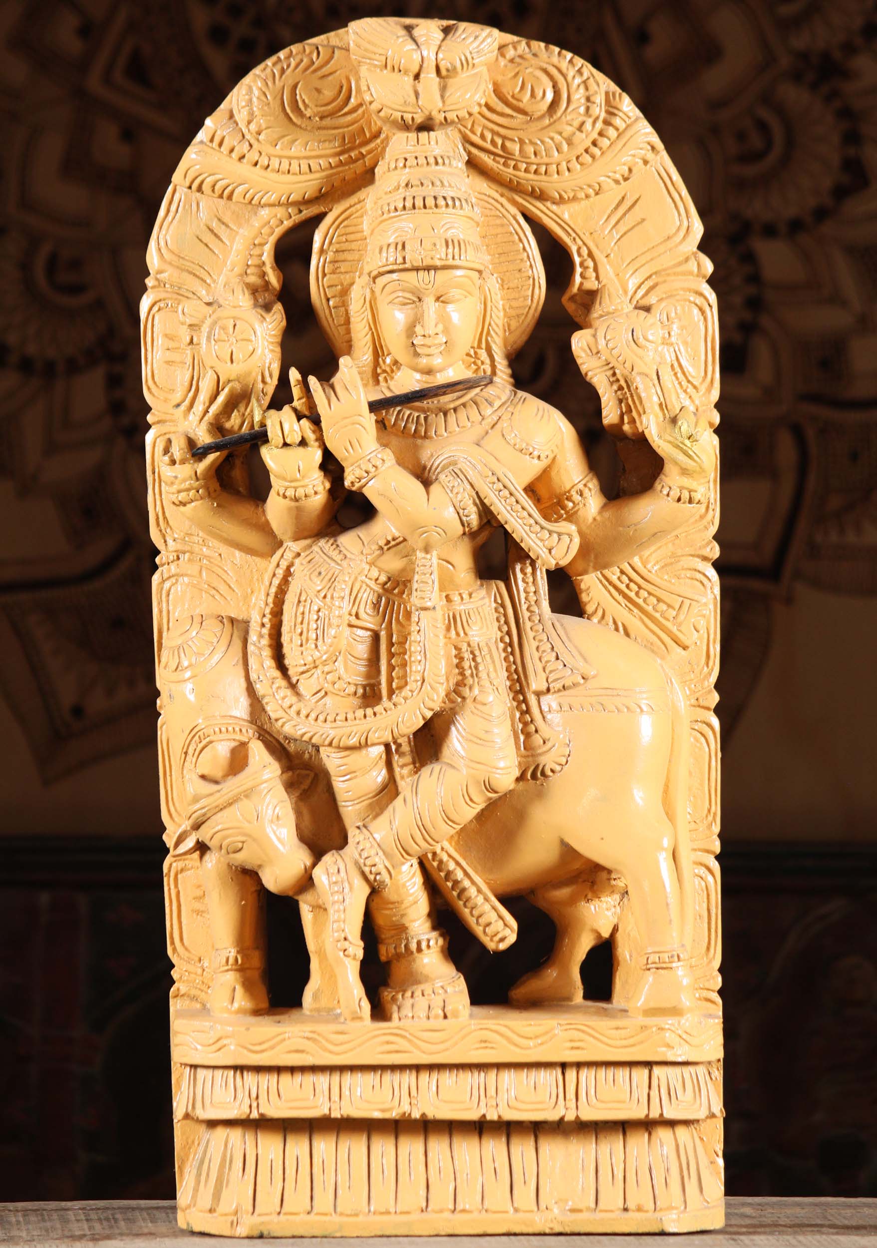 Wooden Venugopal Sculpture 24"