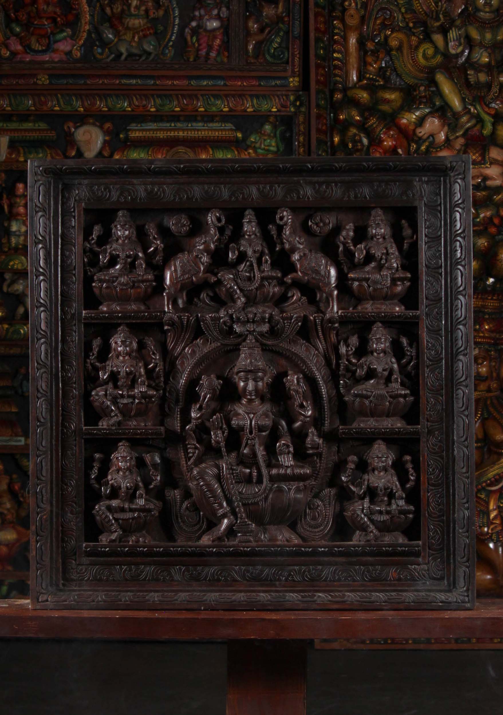 Wooden Ashta 8 Lakshmi Wall Panel 30.5"