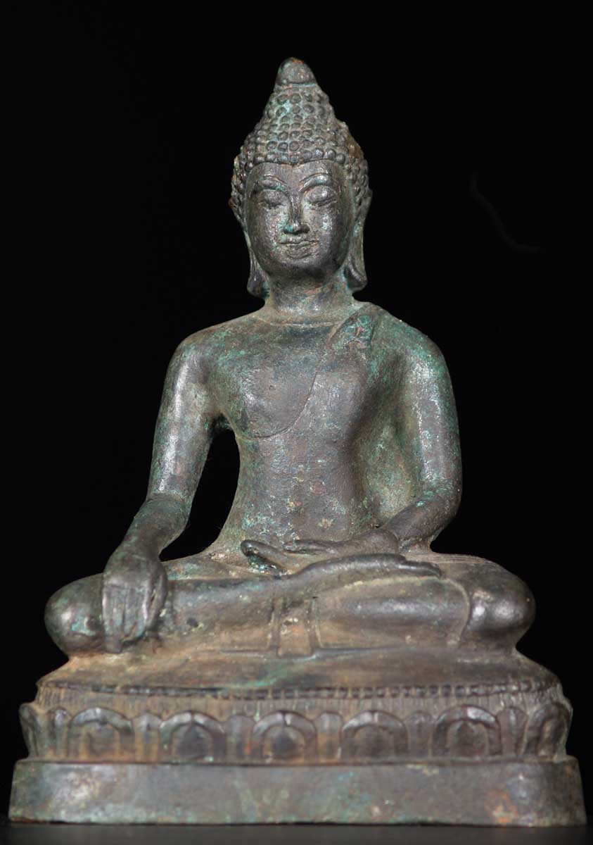 Antique Patina Buddha Statue 7.5"