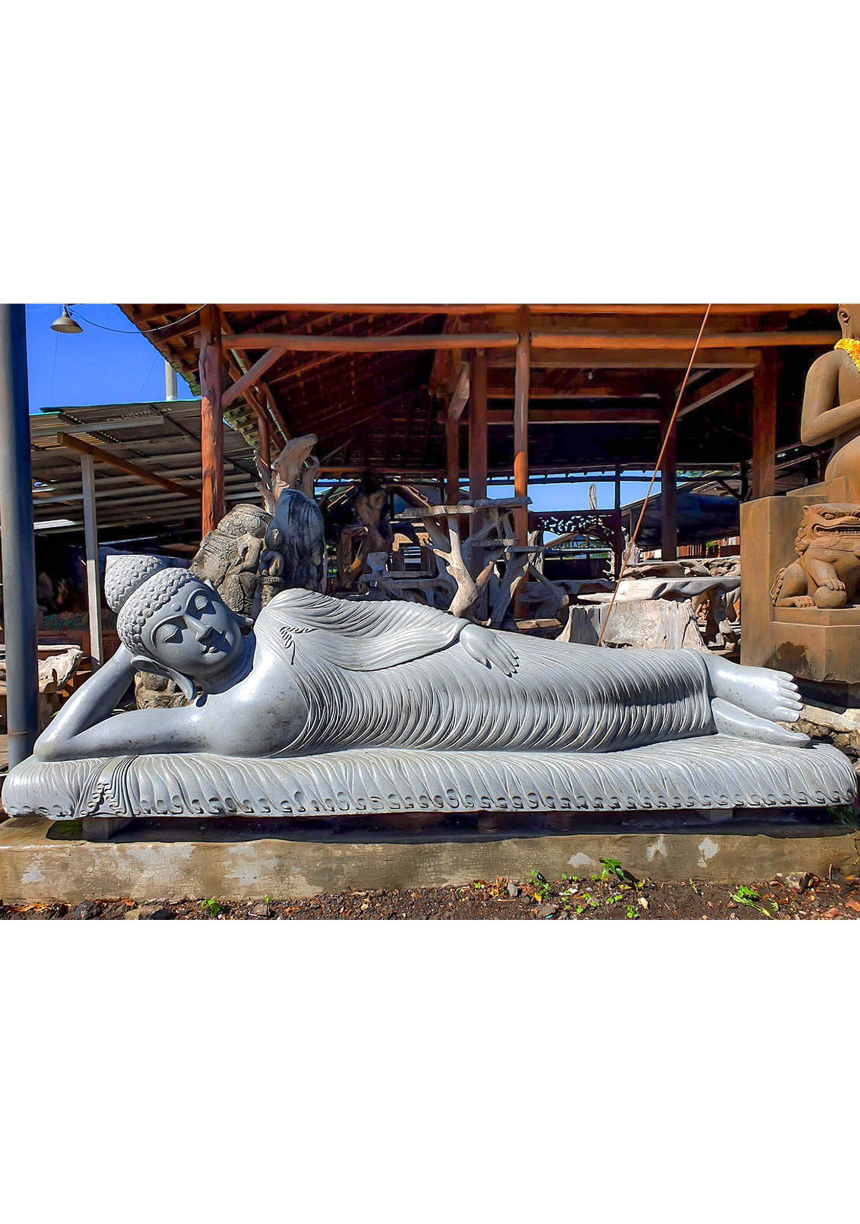 Stone Large Reclining Buddha Sculpture 140"