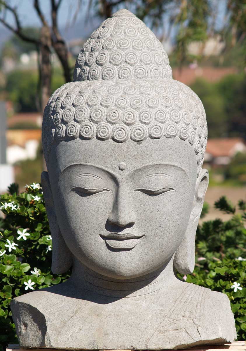 SOLD Stone Serene Buddha Bust 38" (67ls83) Hindu Gods