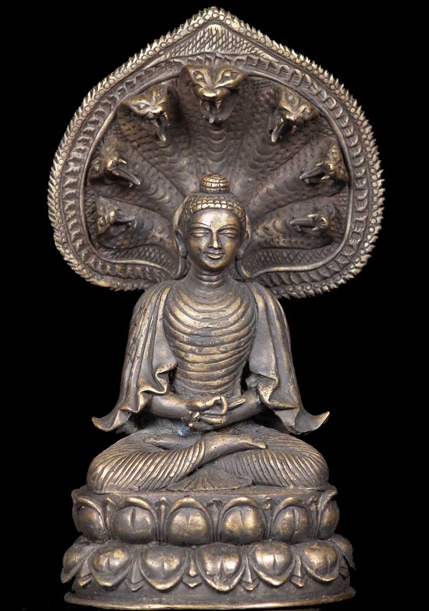 SOLD Bronze Naga Buddha 10 54b26 Hindu Gods Buddha Statues   1 Buddha 