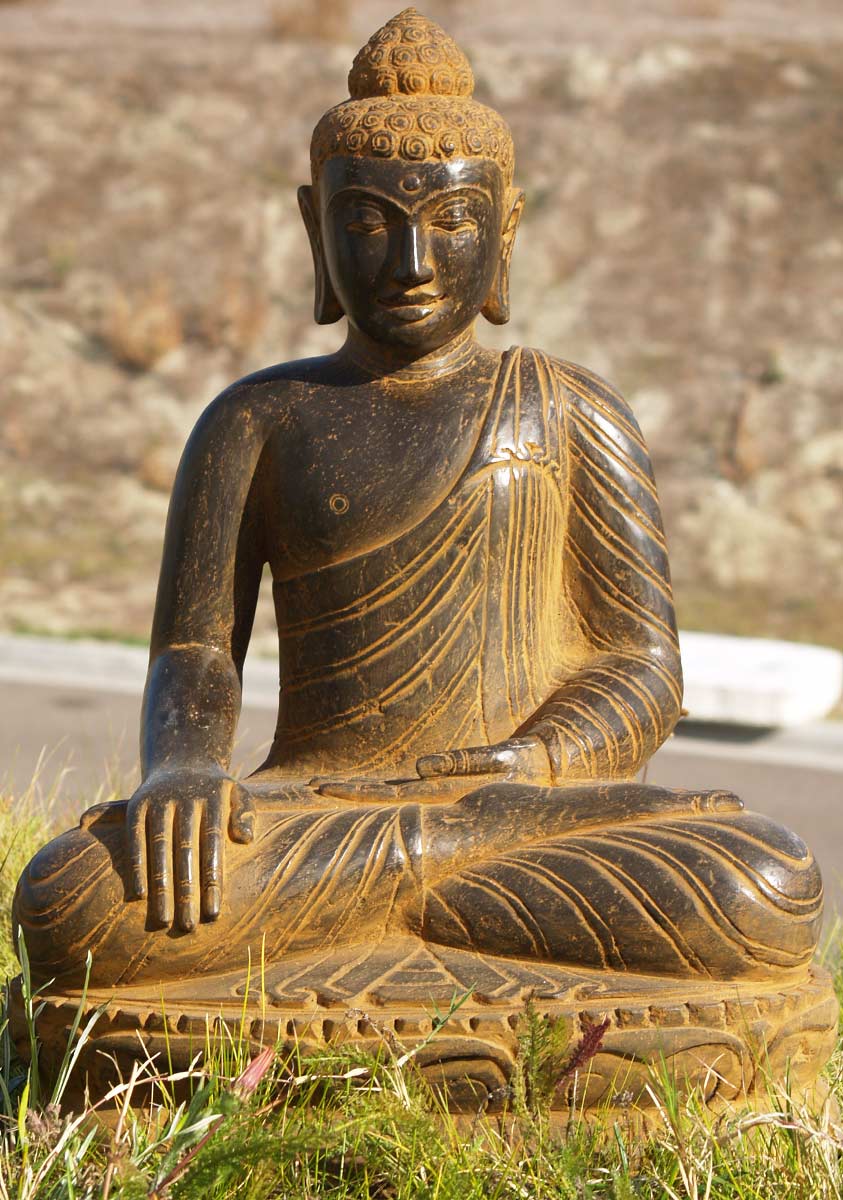 SOLD Earth Touching Buddha Stone Statue 28