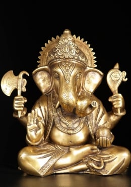 SOLD Wooden Ganesh Holding Club 24