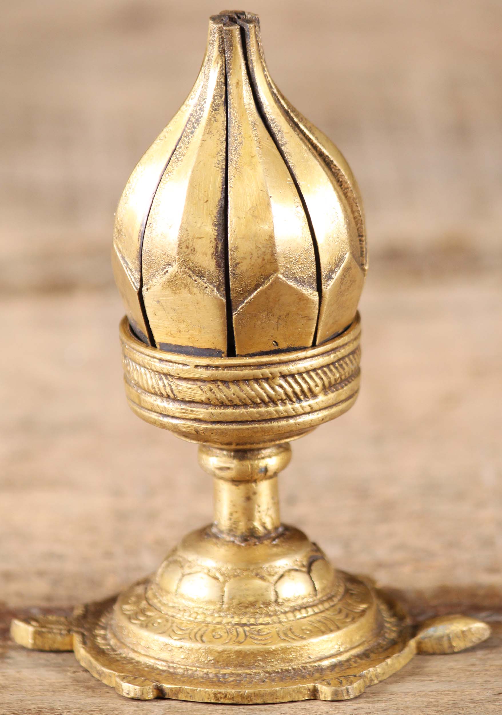 Brass Blooming Lotus Shaped Incense Burner 4.5"