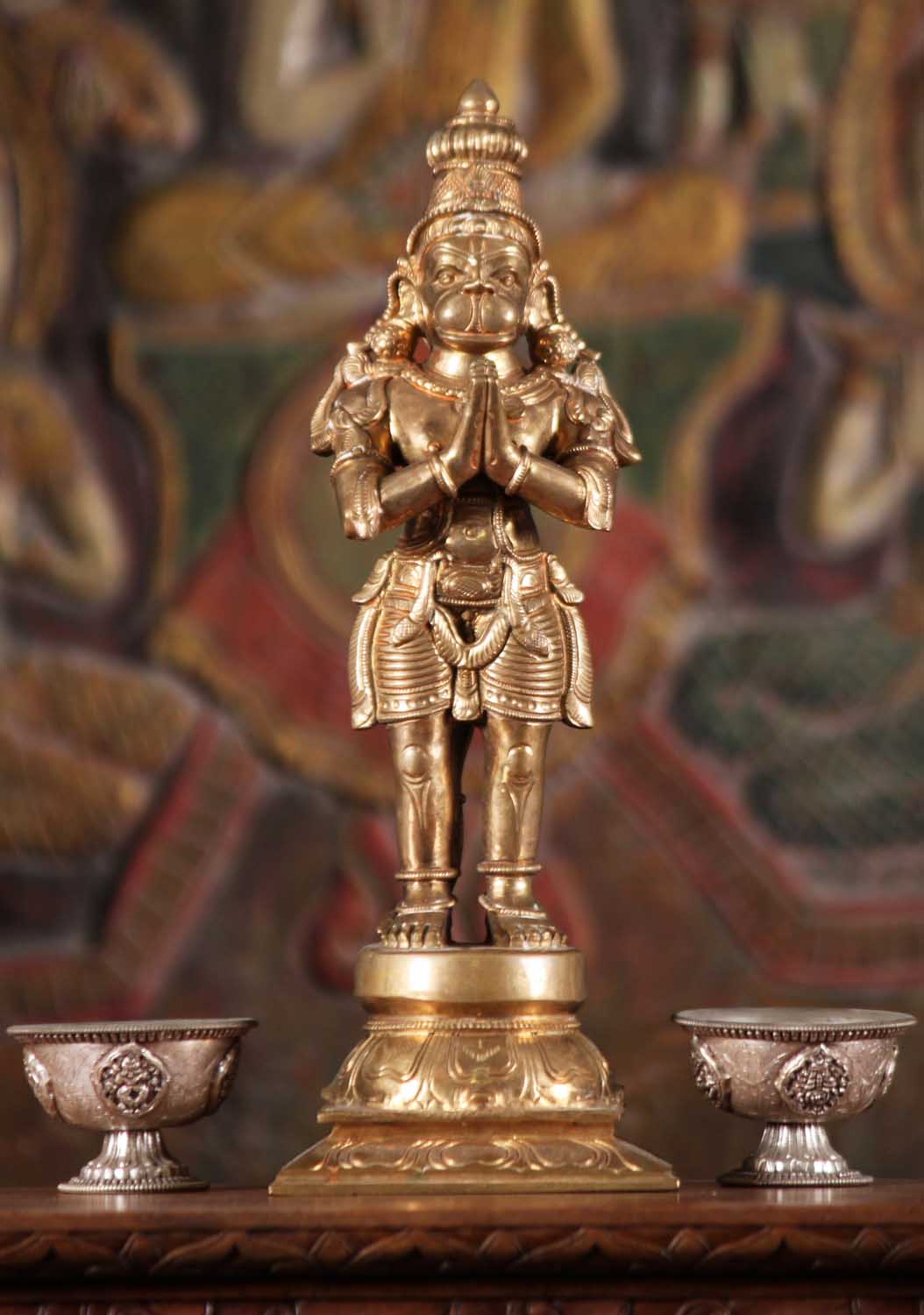 Bronze Namaste Hanuman Statue 13"