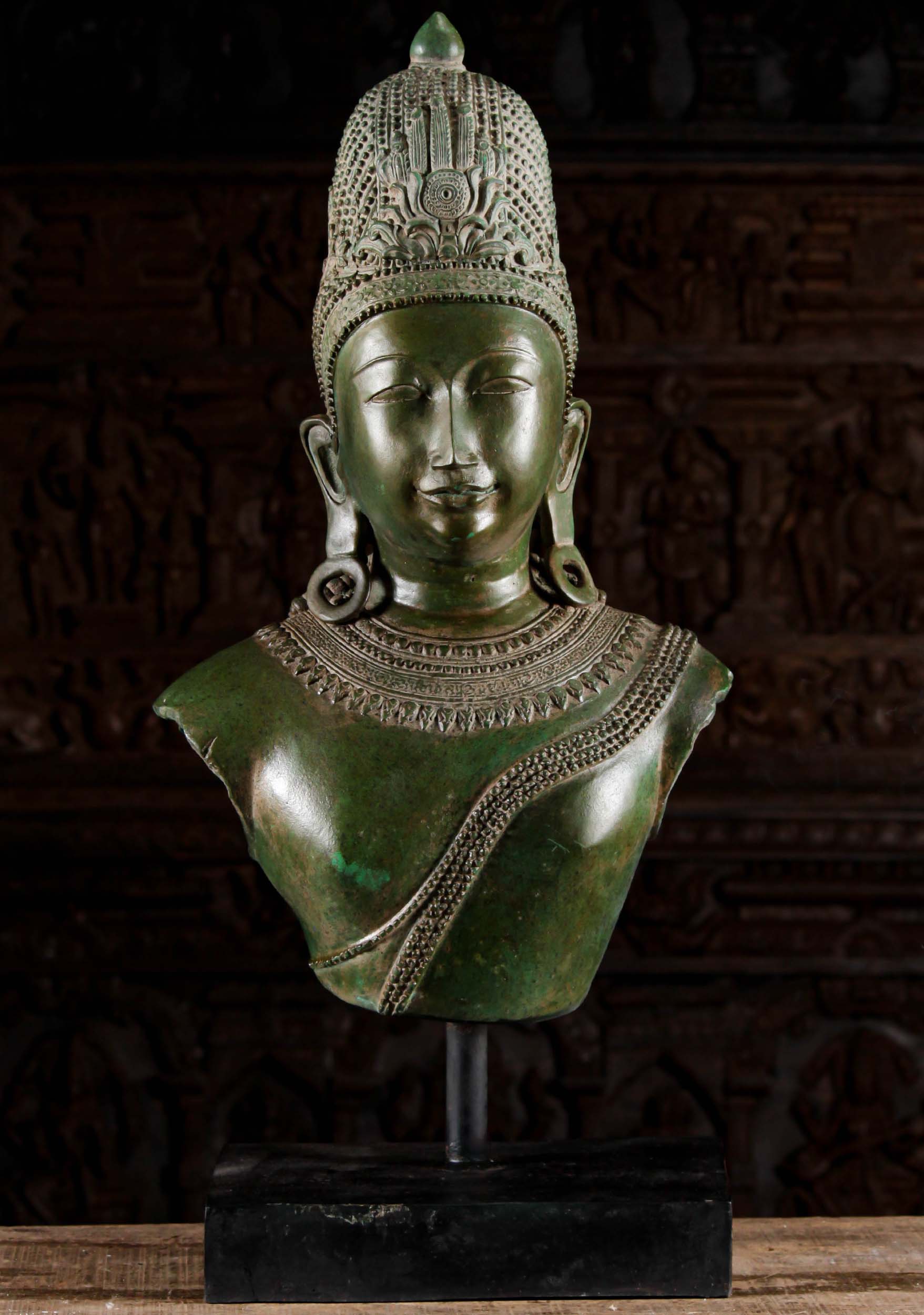 Stunning Shiva Bust with Antique Patina 32"