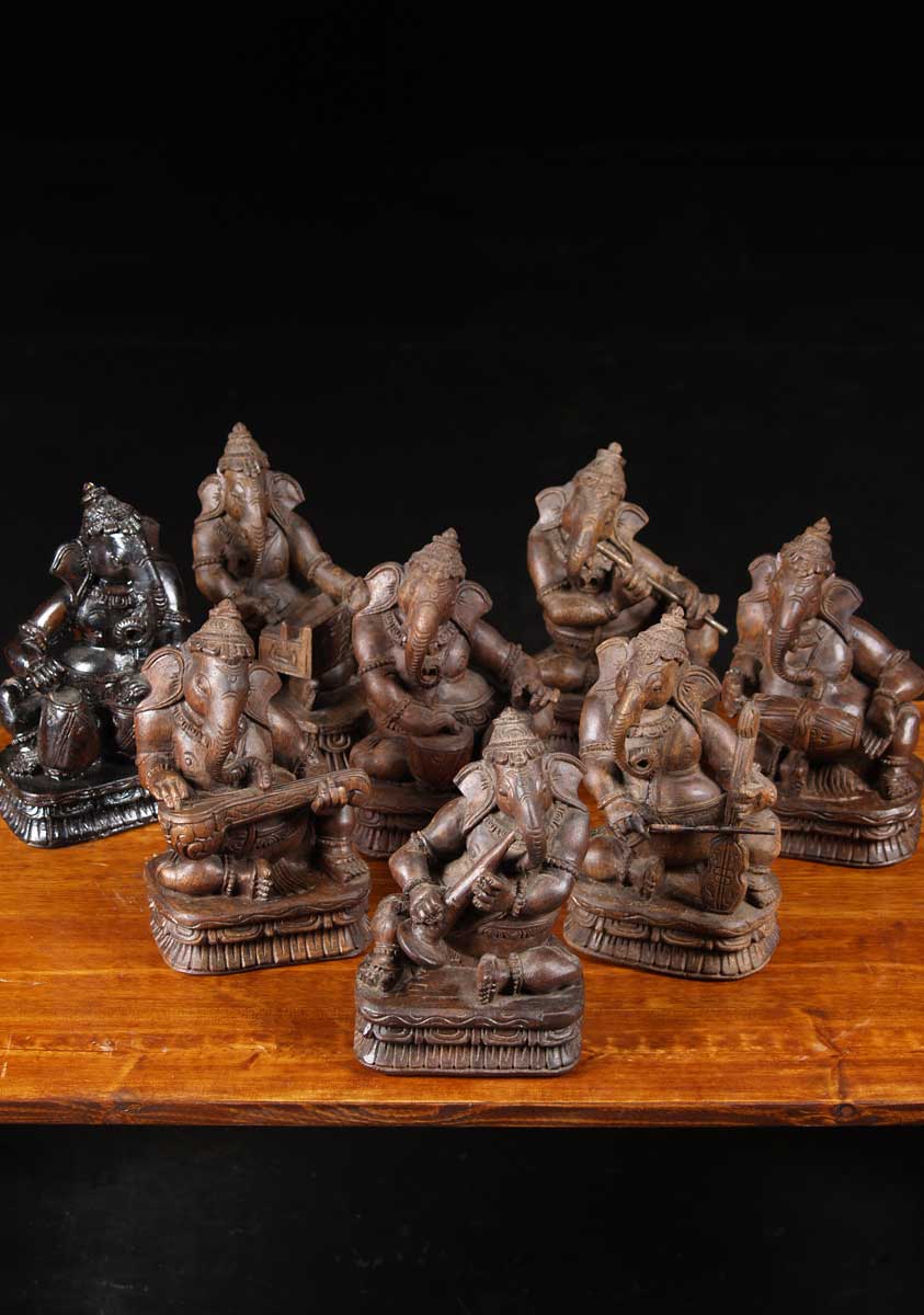 Wood Musical Ganesh Set 9"