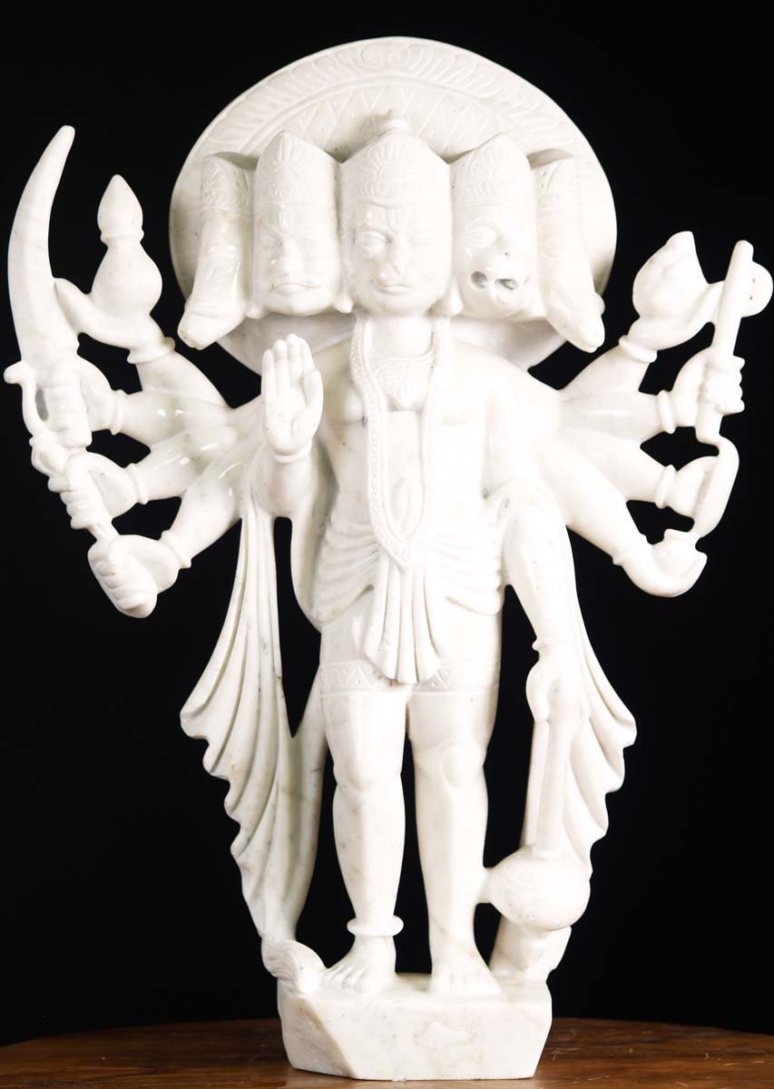 White Marble Panchamuhkti Hanuman 26"