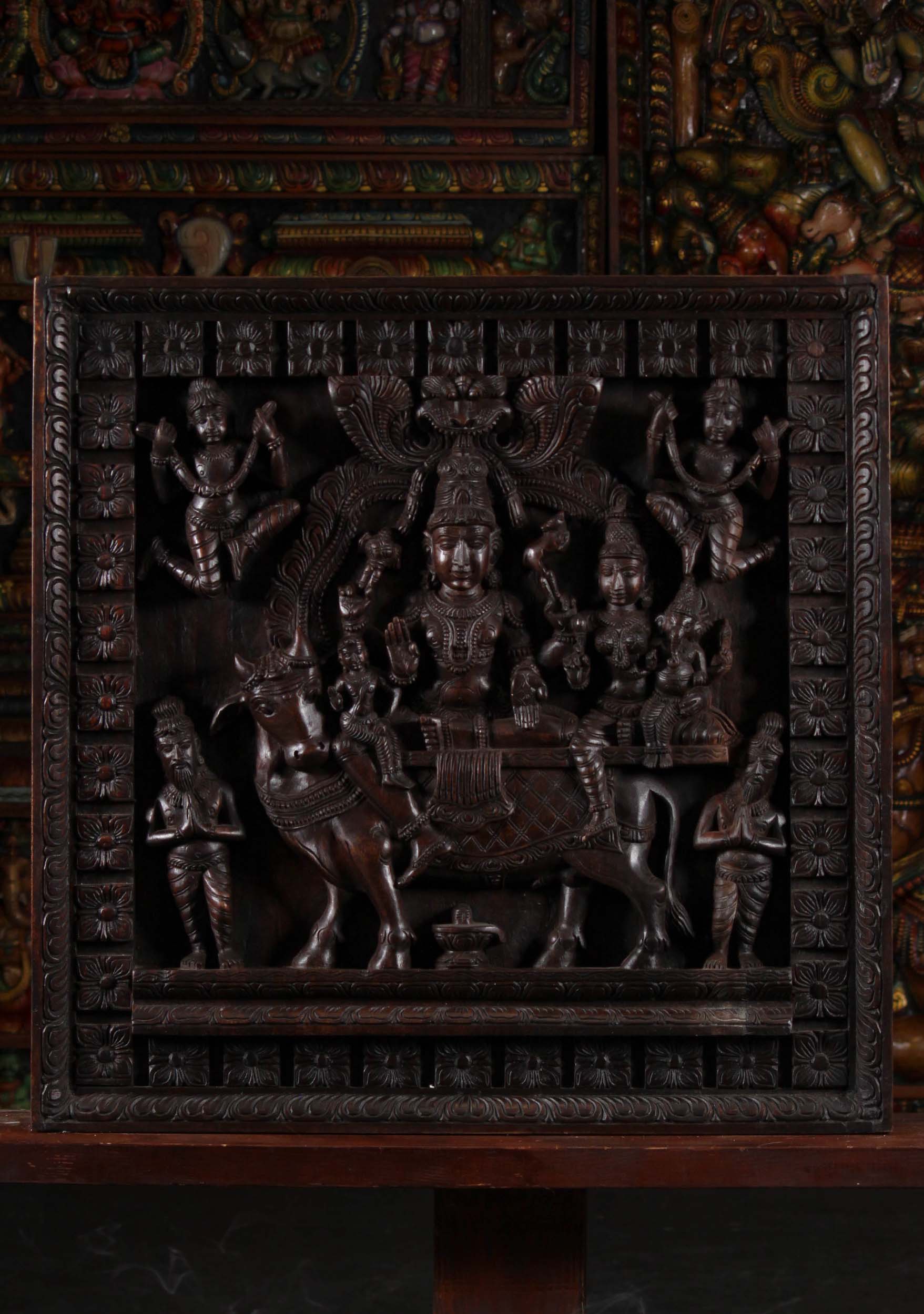 Shiva, Pavarti, Nandi Hindu Wall Panel 30.5"