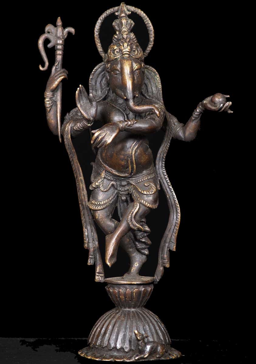 Dancing Bronze Ganesh Statue 10"