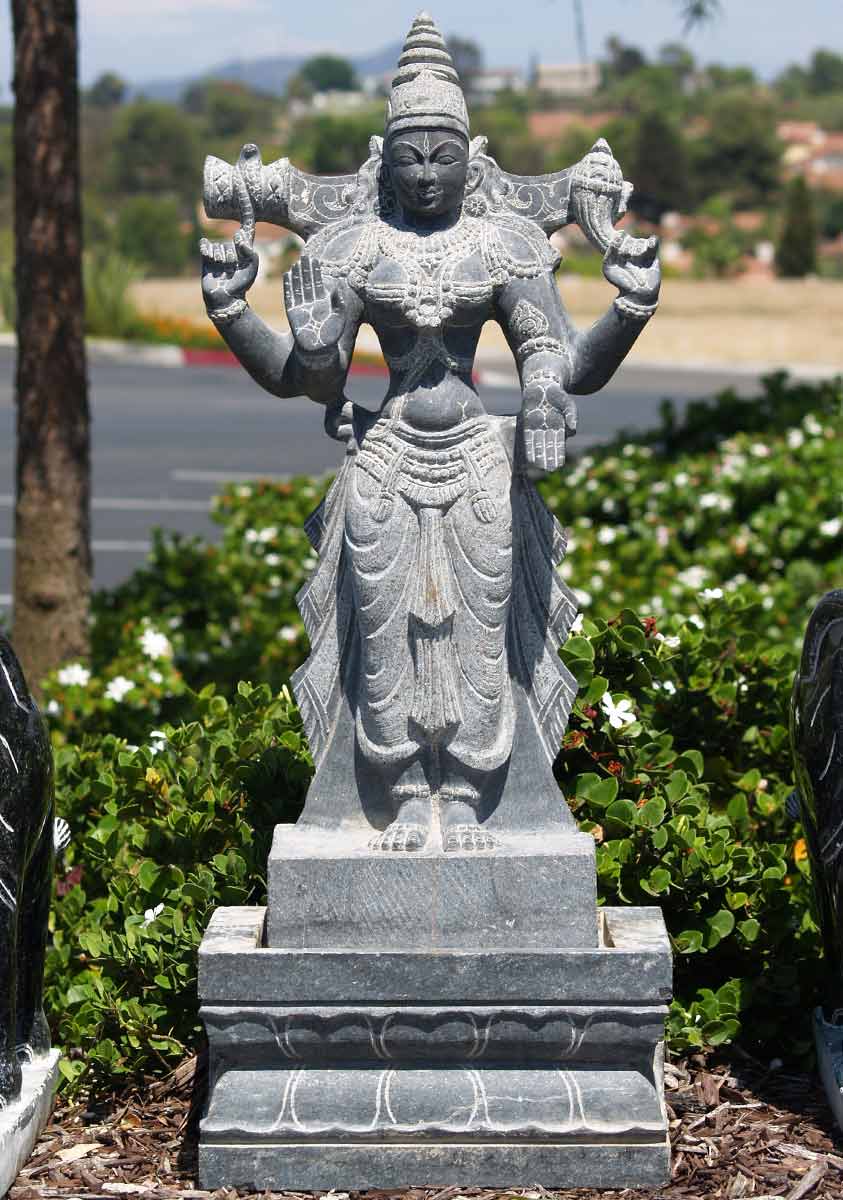 SOLD Stone Standing Shakti Statue 30" (#65g3): Hindu Gods & Buddha Statues