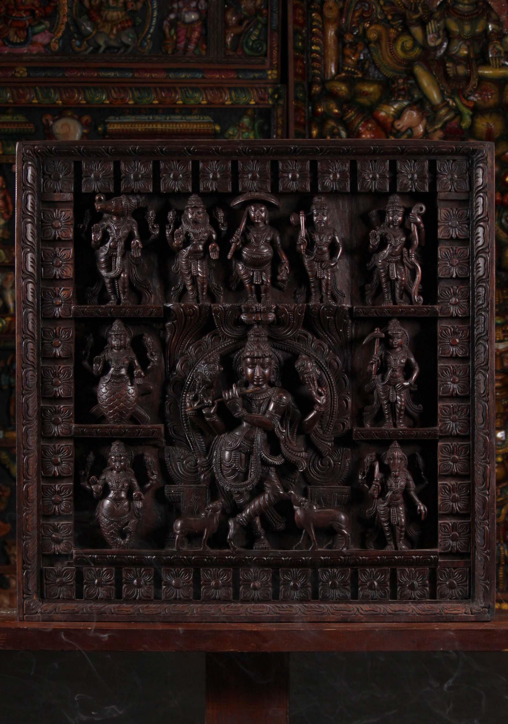 Vishnu Avatars Hindu Wall Panel Dasavatar 30.5"