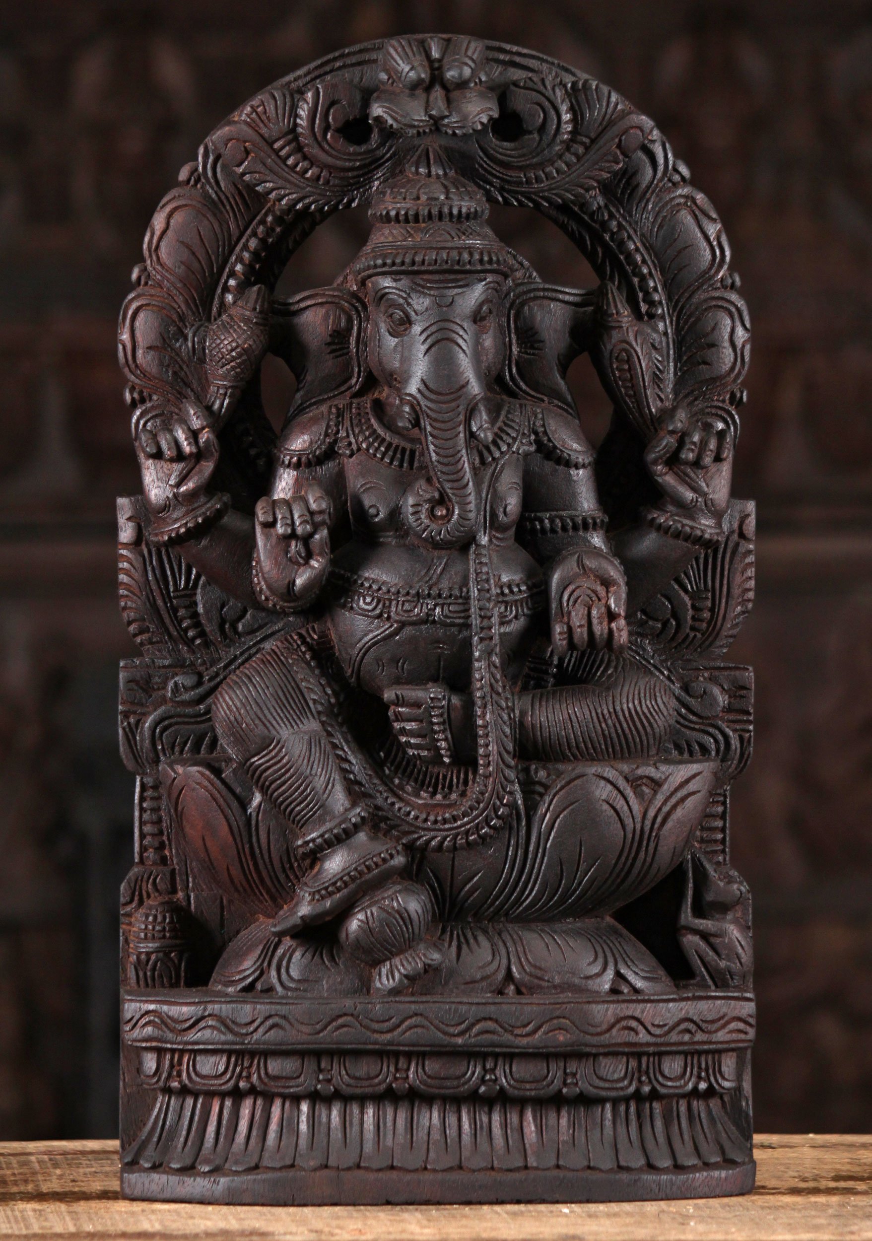 Wood Ganesha Lalitasana Seated Position 18"