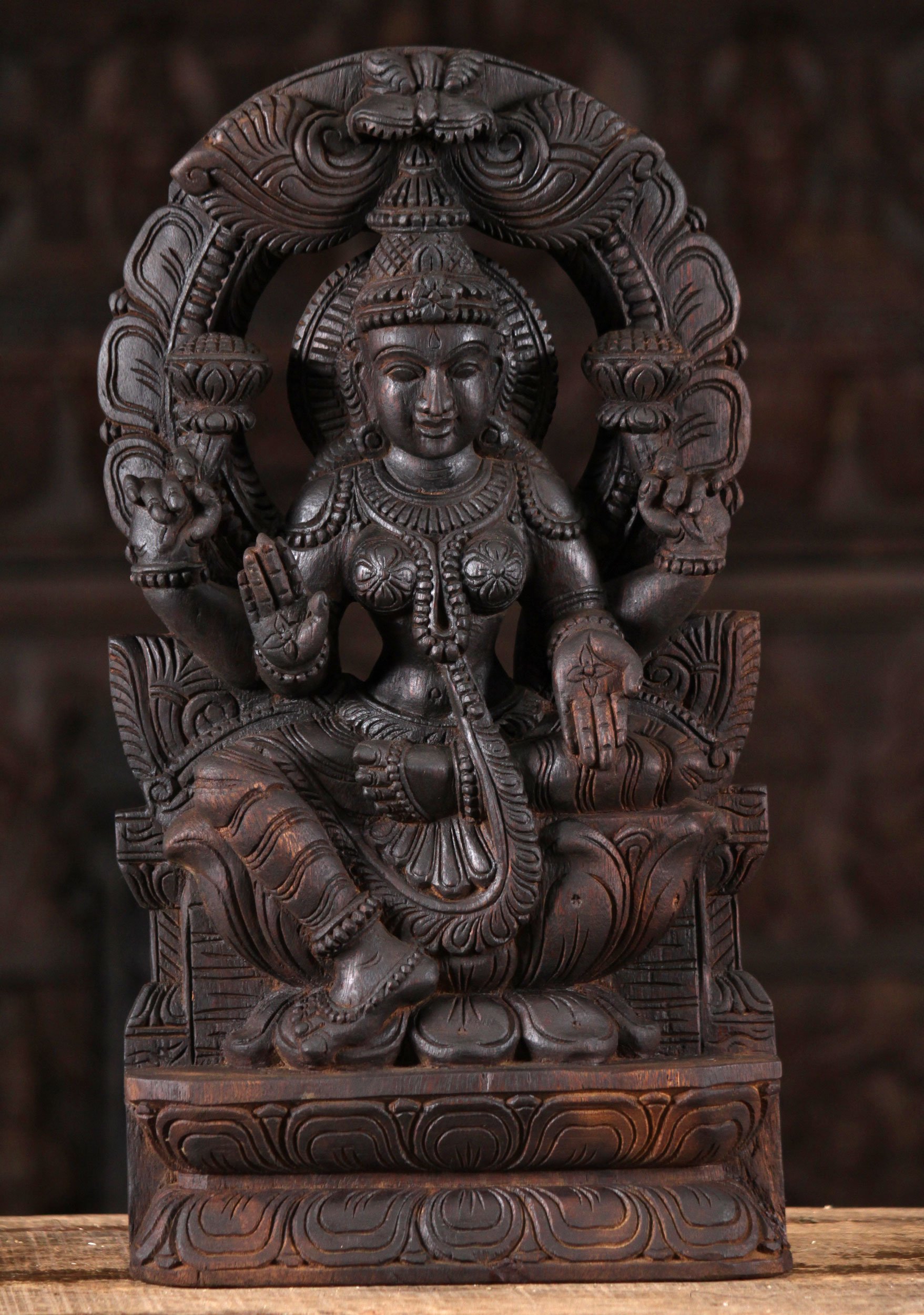 Wood Lakshmi Under Arch Sculpture 18"