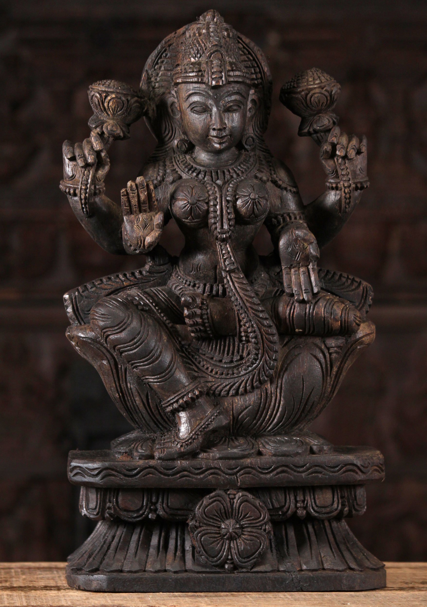 Wood Lakshmi in Abhaya & Varada Mudras 18"