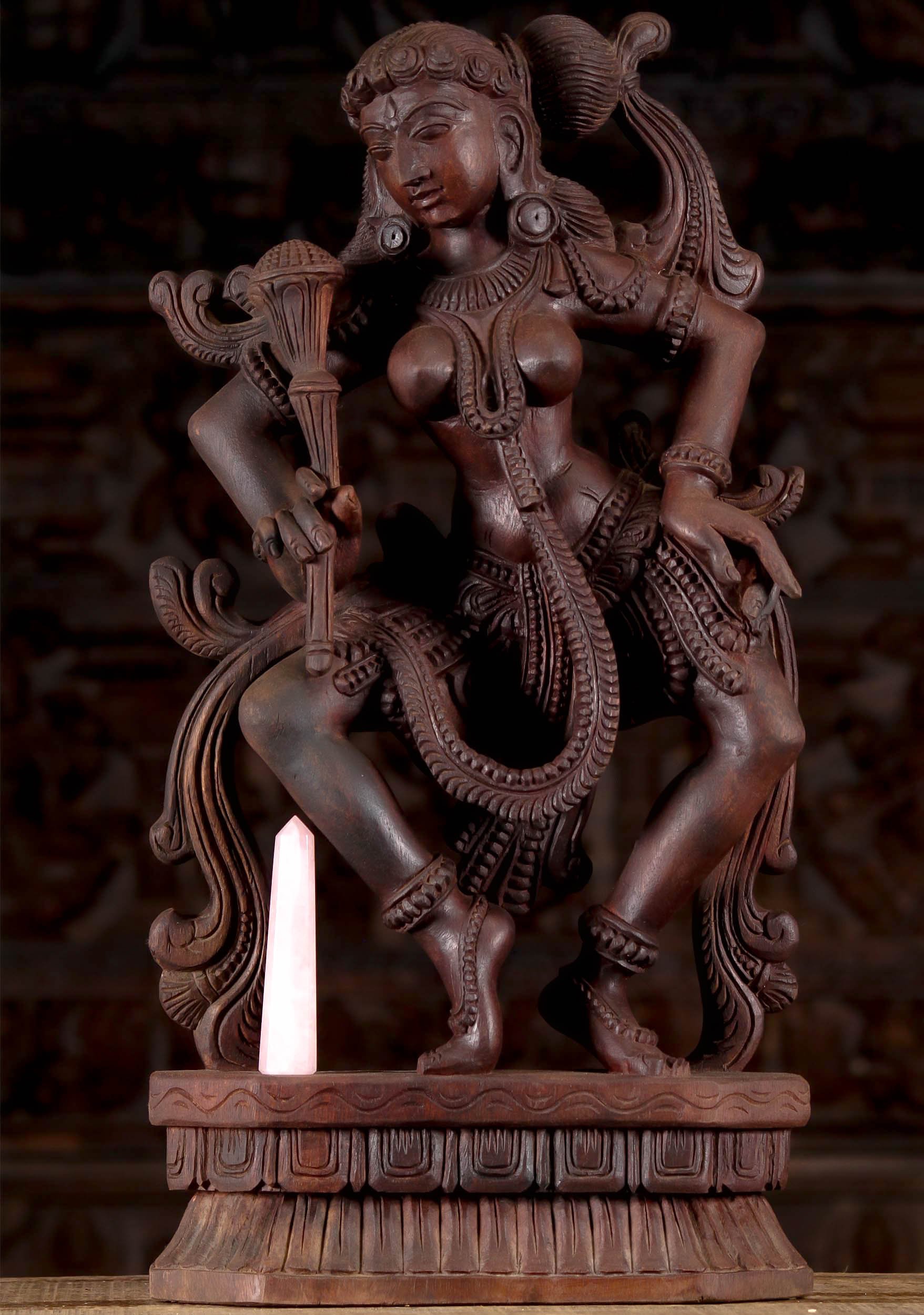 Wooden Basavi Temple Dancer 24"