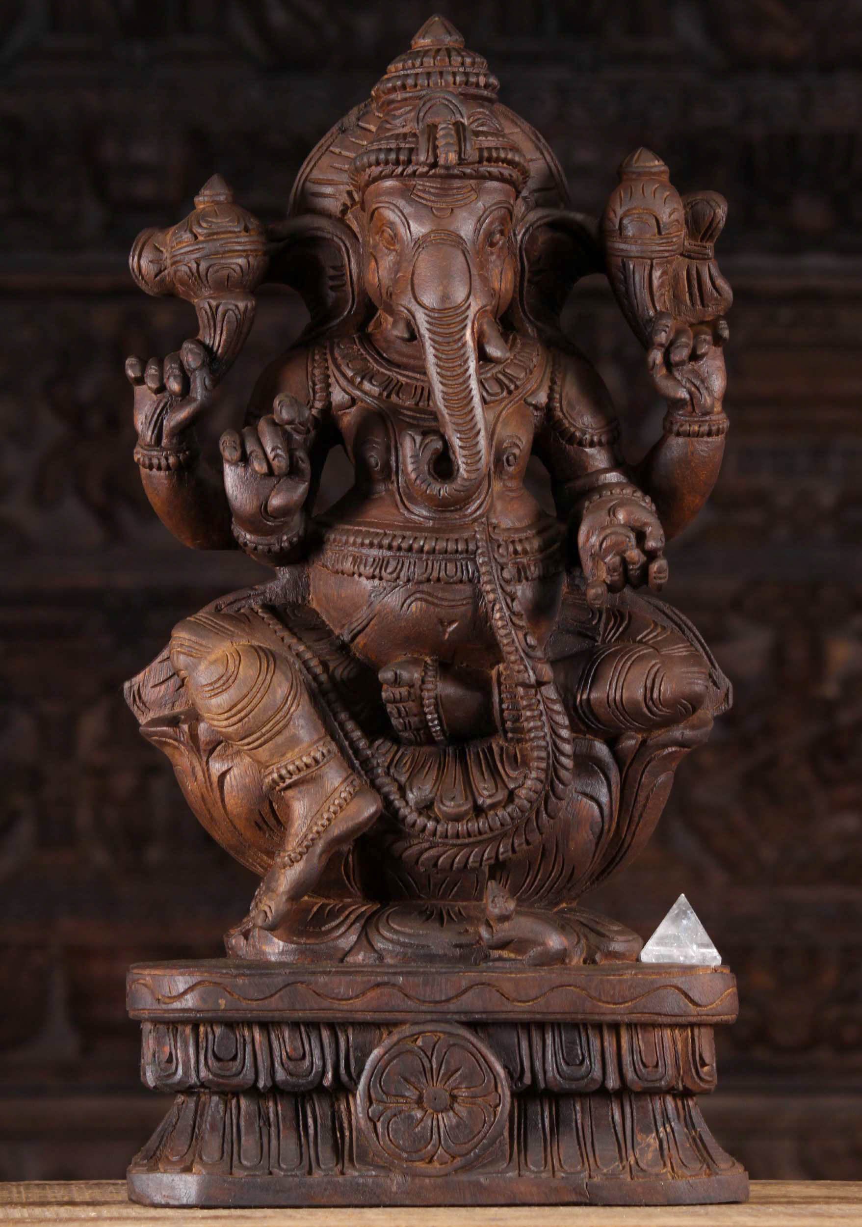 Wood Ganesh Statue the Remover of Obstacles 24"