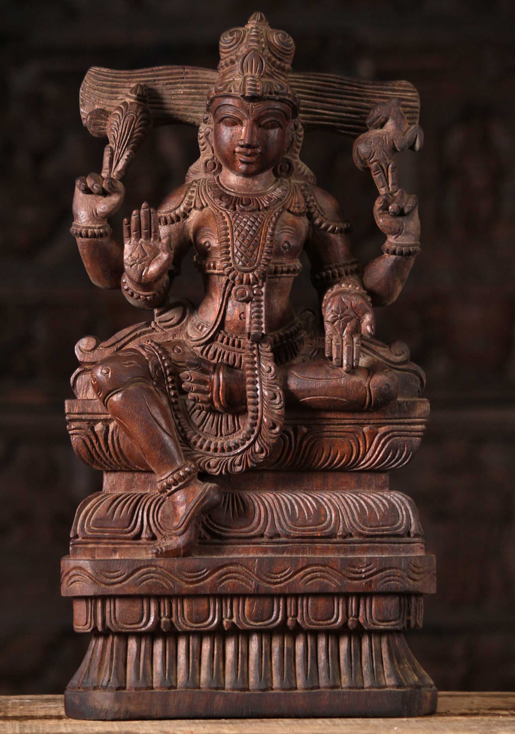 Wood Abhaya & Varada Mudra Shiva Statue 18"