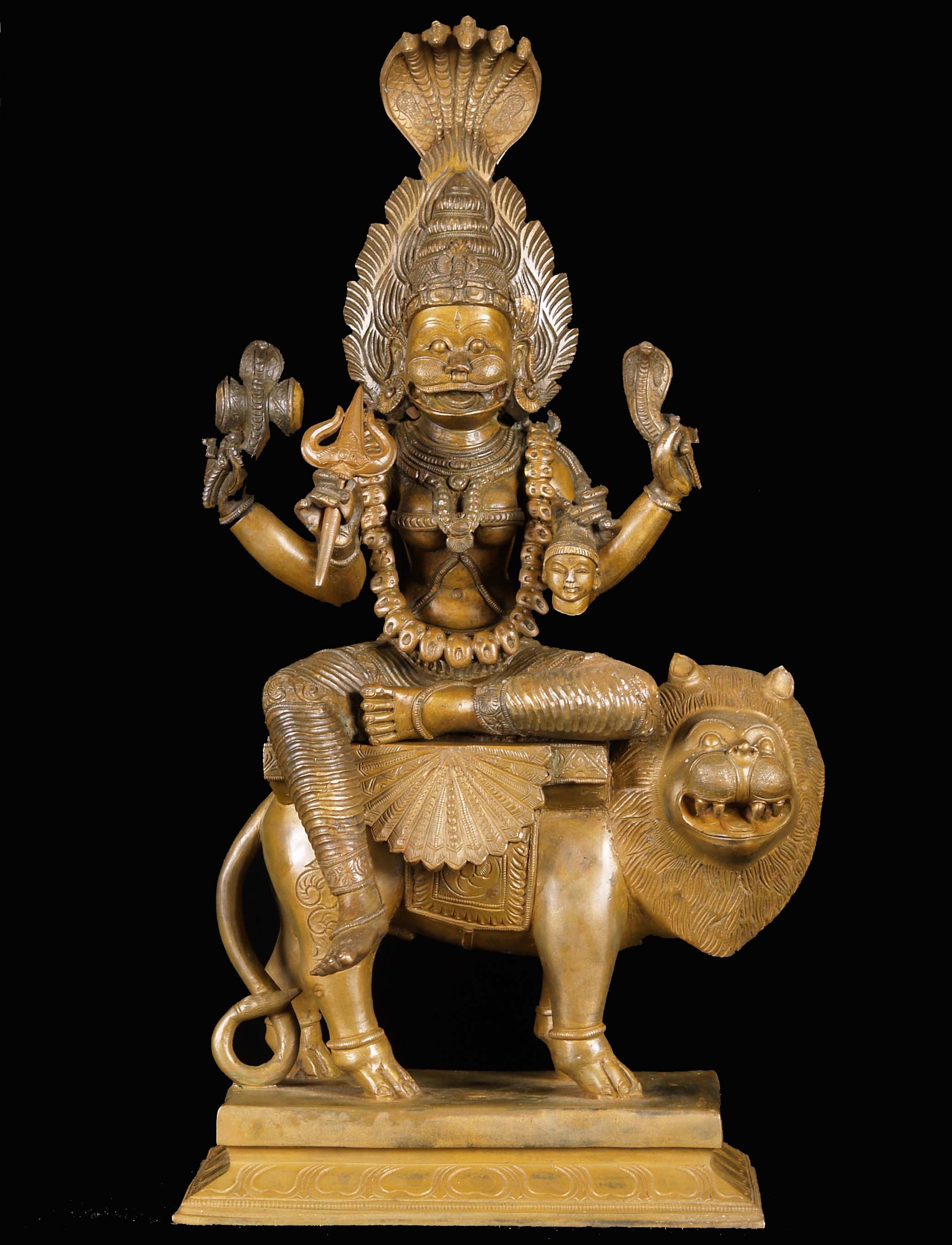 Bronze Pratyingira Devi Statue 19"