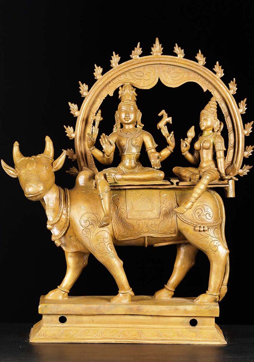 SOLD Bronze Shiva Parvati Nandi Statue 19