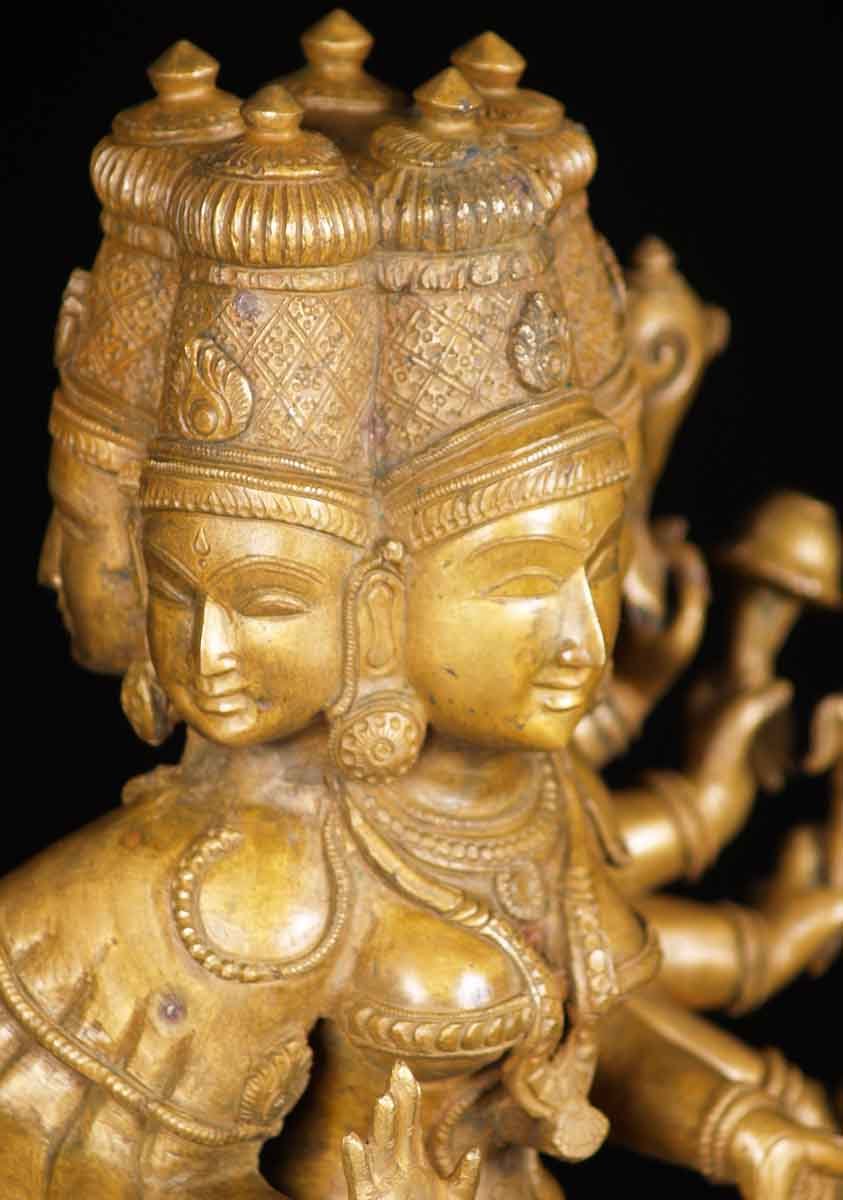 Bronze 5 Faced Gayatri Statue 15"