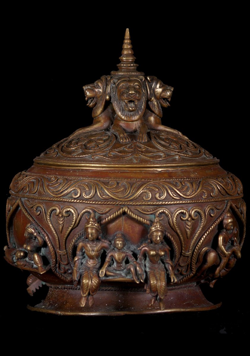 Bronze Bowl with 6 Scenes of Buddha's Life 11"