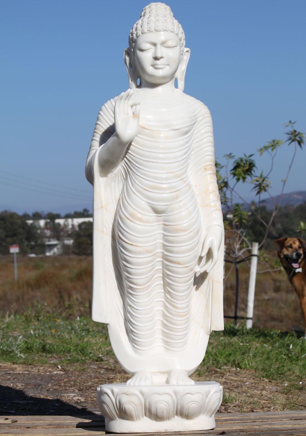 White Marble Standing Teaching Statue 48"