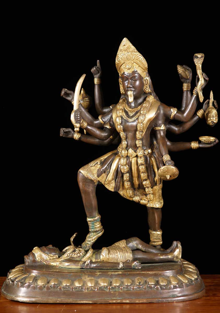 Sold Brass Kali Standing On Shiva S Corpse Bs Hindu Gods Buddha Statues