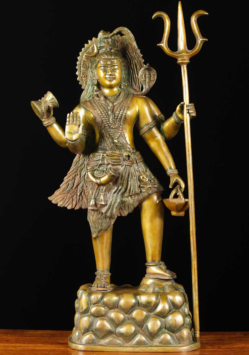 Sold Brass Standing Shiva With Trident 29 65bs8 Hindu Gods