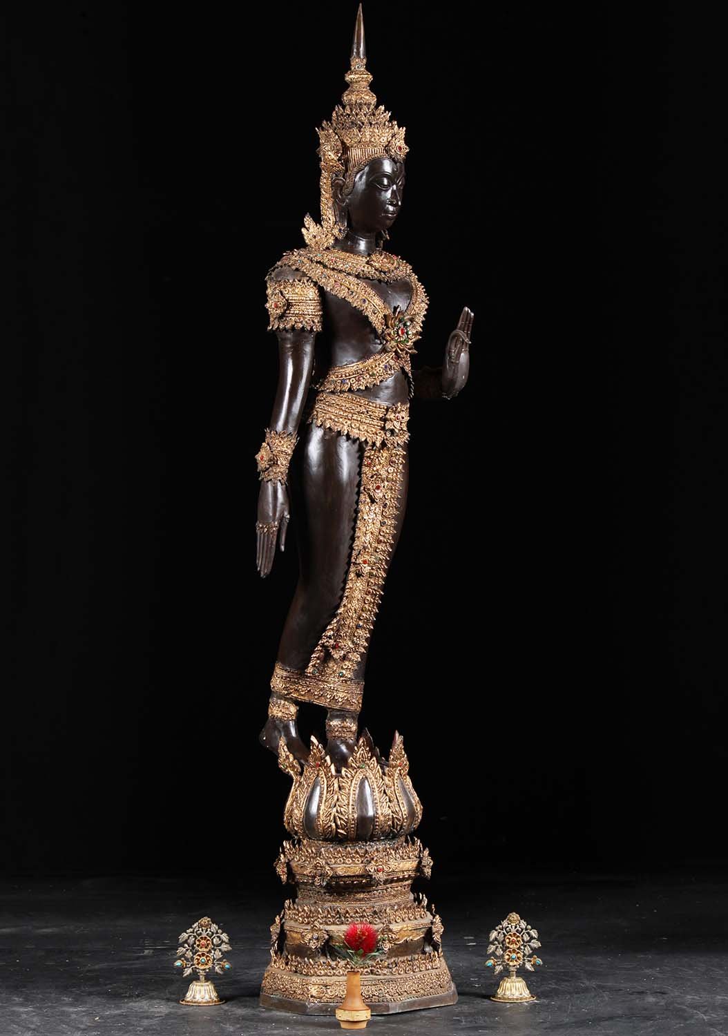 Brass Royal Sukhothai Walking Buddha 56"