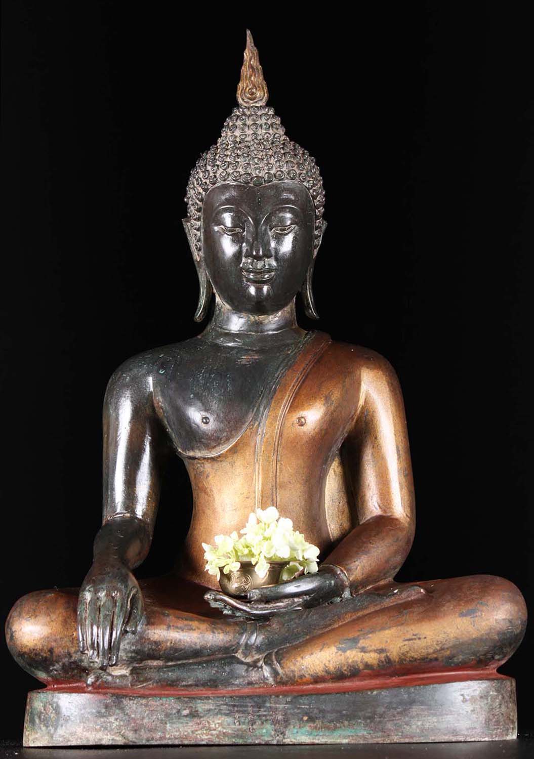 Thai Brass Bhumisparsha Buddha Statue 22"