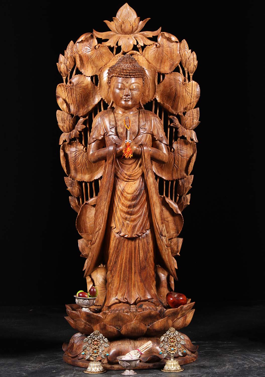 Namaste Buddha With Lily Pads & Lotus Arch 43"